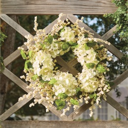 Outdoor White Hydrangea Berry Wreath, , large