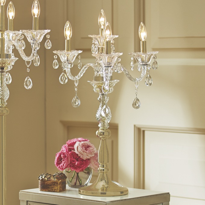 Crystal Tabletop Lamp Candelabra, , large