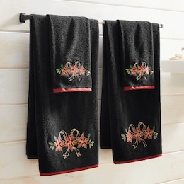 Gilded Poinsettia 2-Piece Towel Set, , large