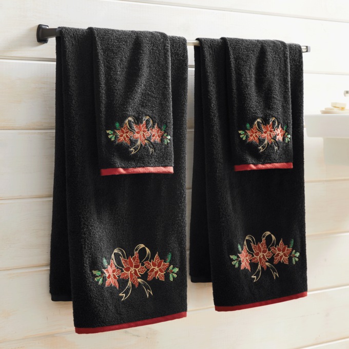 Gilded Poinsettia 2-Piece Towel Set, , large