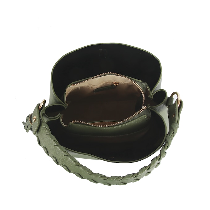 Braid Handle Satchel, Olive, large