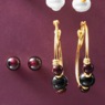 Gem/Bead 2-Pair Hoop & Post Set, , large