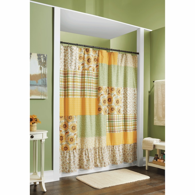 Harvest Ruffled Shower Curtain, Sunflower, large