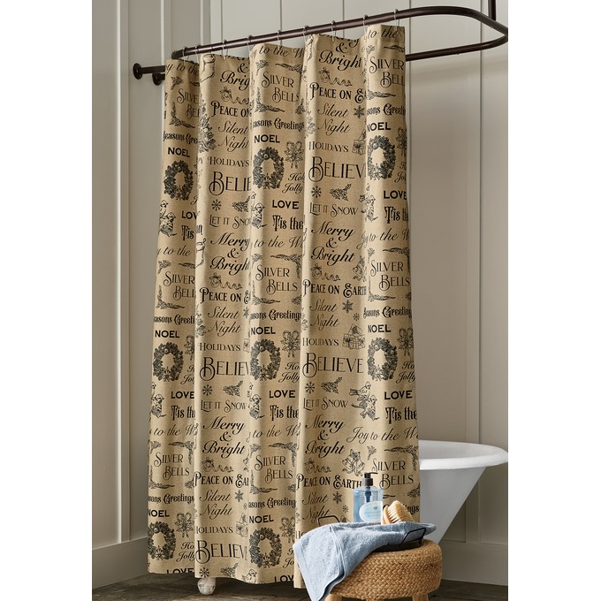 Holiday Sentiments Shower Curtain, , large
