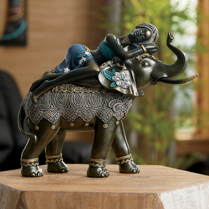 Alyna On Elephant Figurine, , large