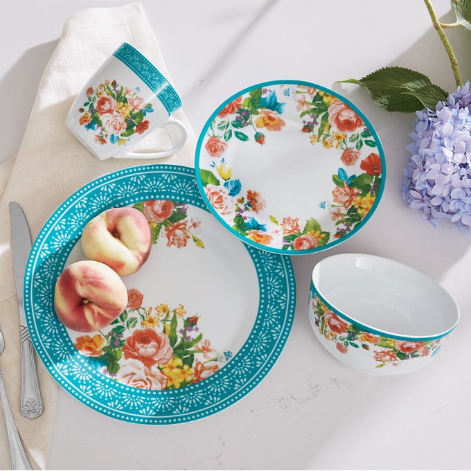 16-Piece Vintage Floral Dinnerware Set, , large