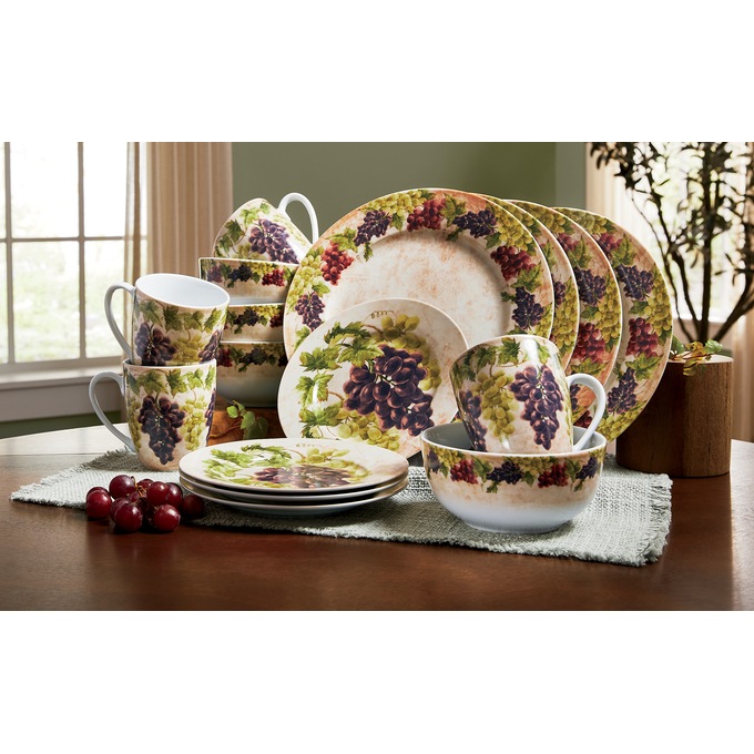 16-Piece Vineyard Grapes Dinnerware Set, , large