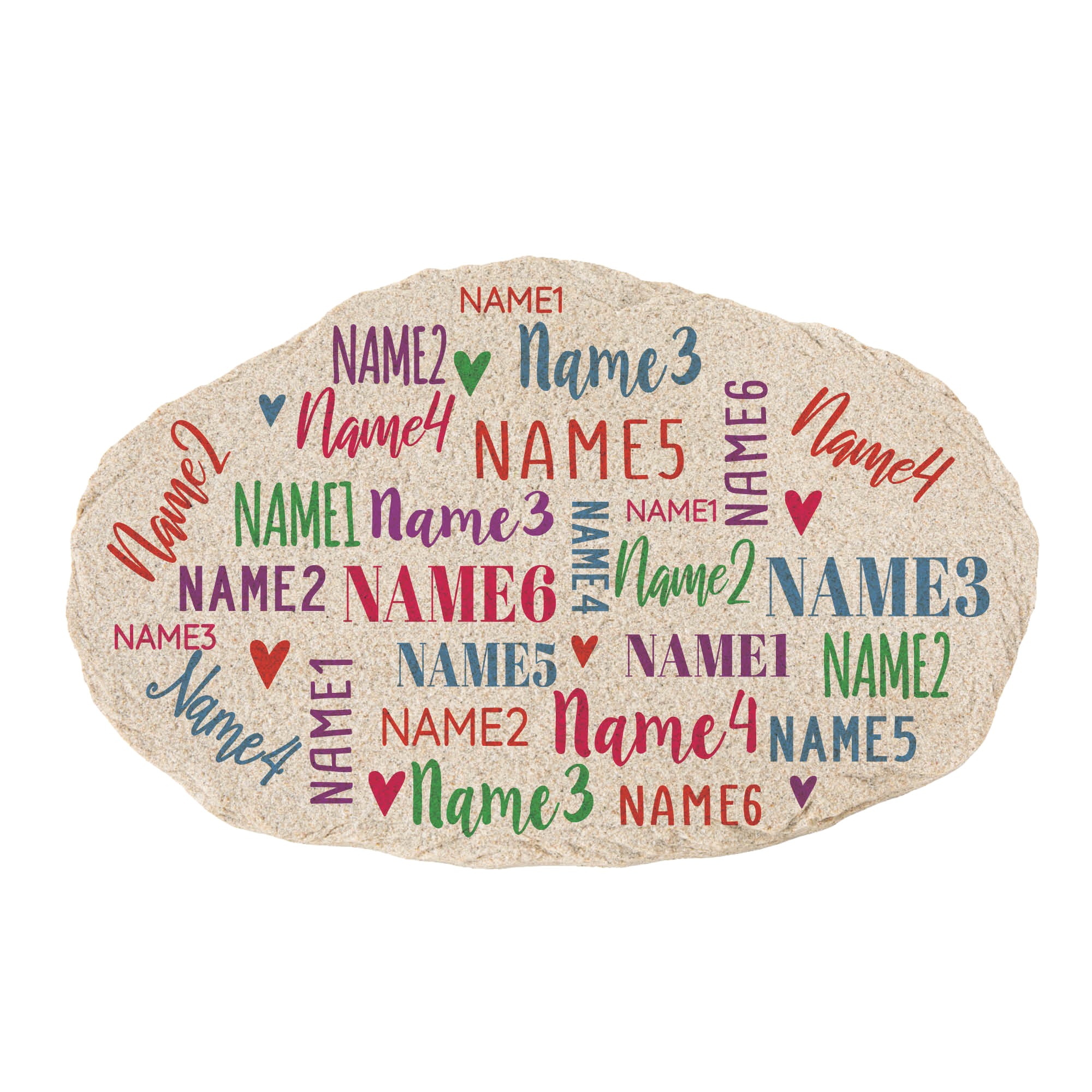 Personalized Family of Names Garden Stone, Multi, large