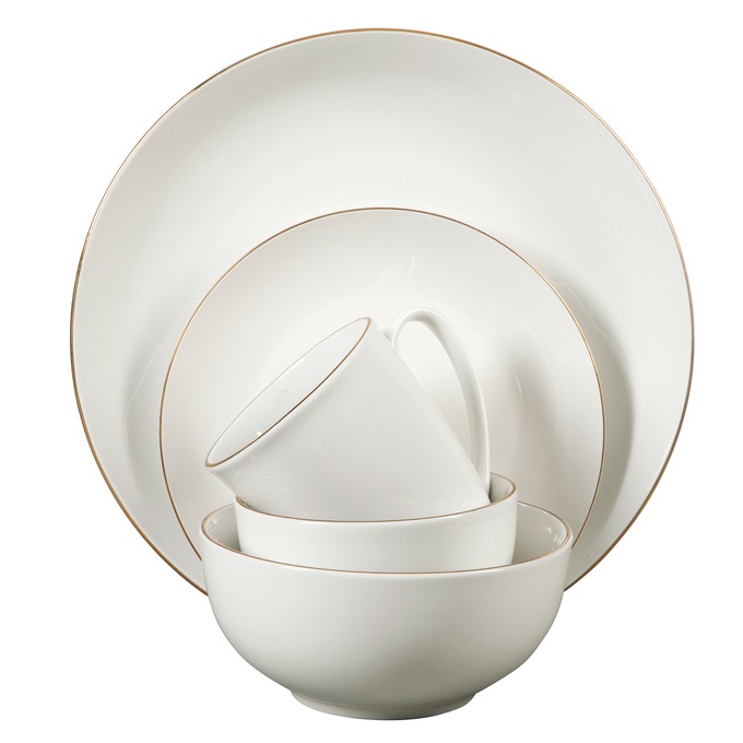 Gibson Home Ogalla 30-Piece Gold Banded Dinnerware Set, , large