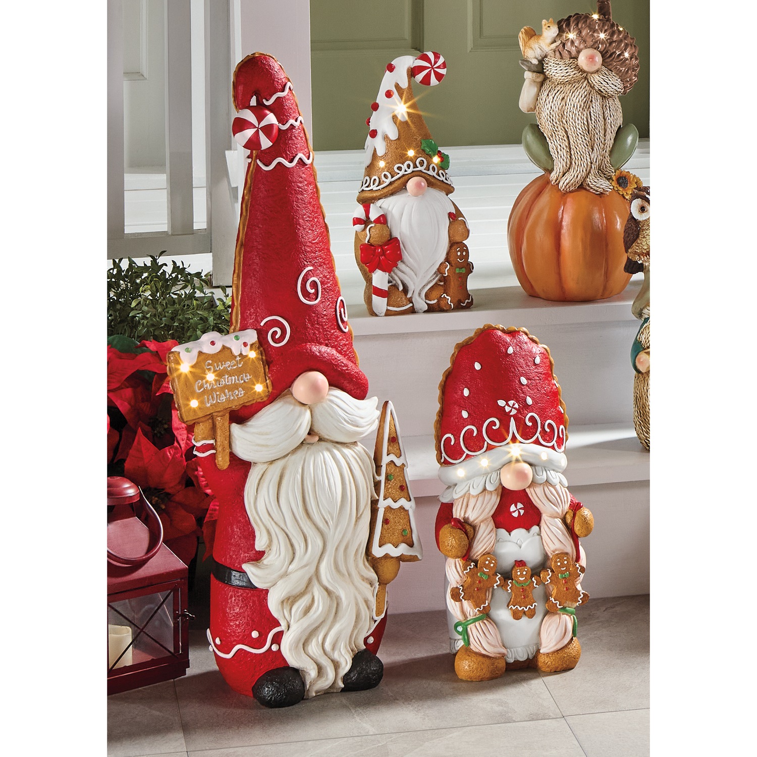 Set of 3 Large Lit Christmas Gnomes | Seventh Avenue