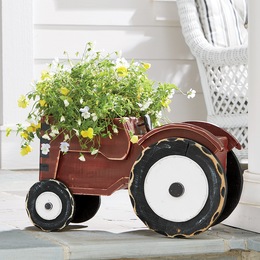 Chunky Wood Cutouts Tractor Planter, , large