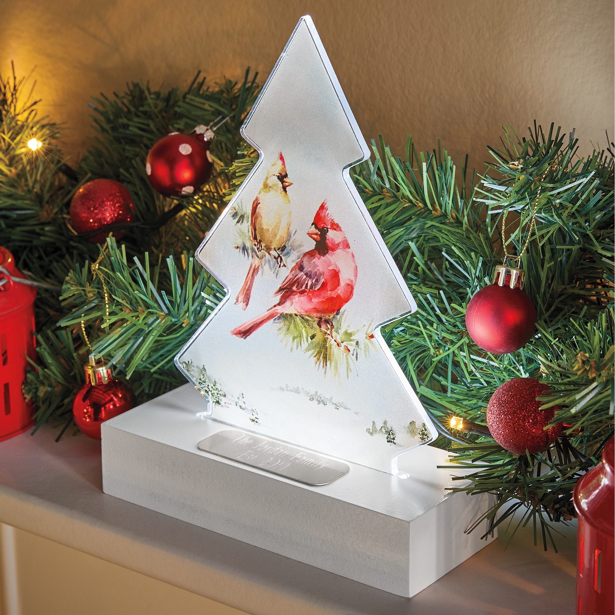 Lit Cardinal Tree Decor, , large