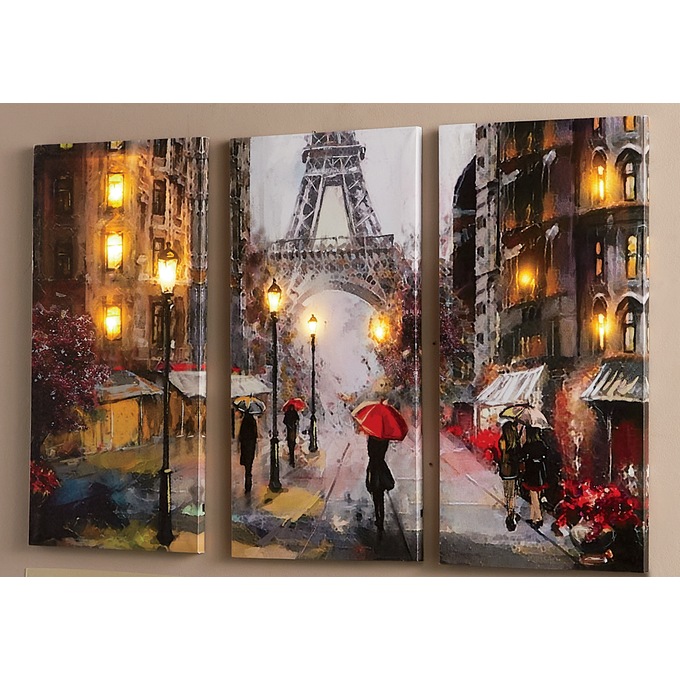 Lit 3-Piece Dreams of Paris Canvases, , large