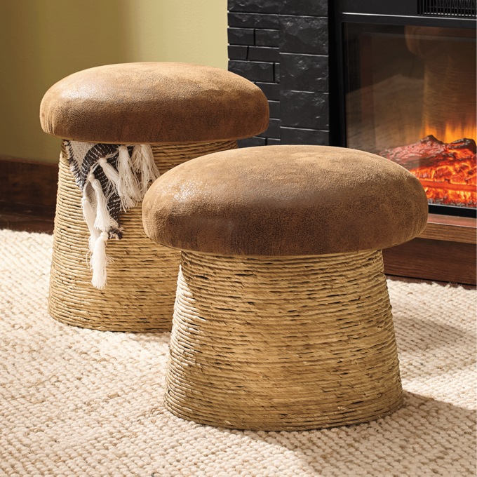 Set of 2 Mushroom Storage Stools, , large