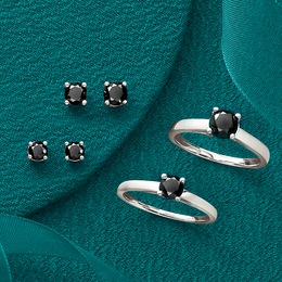 Black Diamond Ring or Earrings, , large