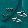 Black Diamond Ring or Earrings, , large