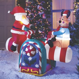 Christmas Unique Decorations Seventh Avenue Santa Reindeer Teeter Totter Inflatable