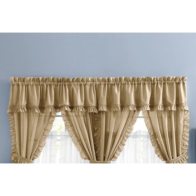 Mayfair Romantic Ruffled Semi-Sheer Cape Cod Valance, , large