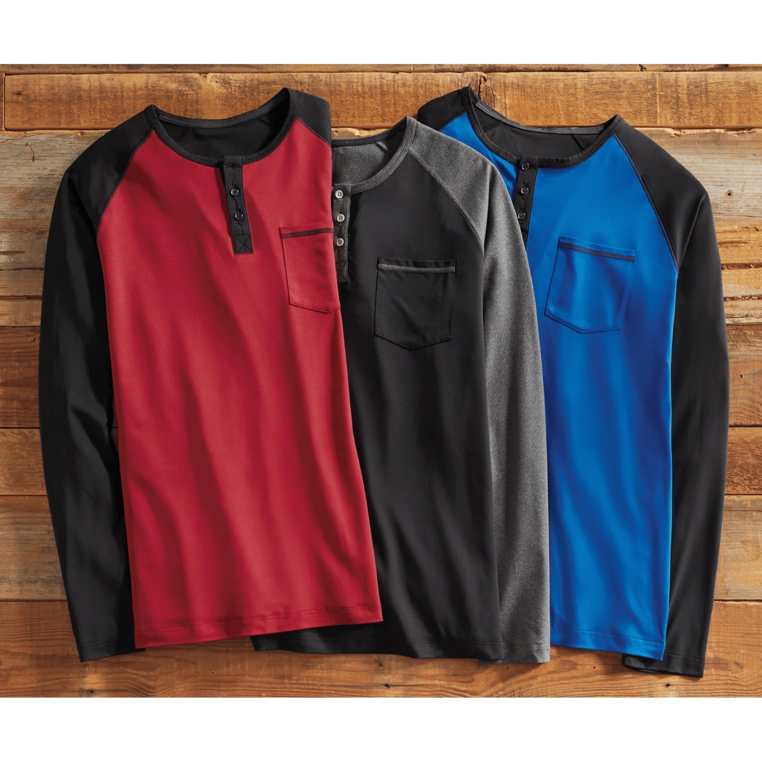 完売 EMAM Reverse Collar Raglan Tops 3-Pack of Raglan Shirts | Seventh Avenue