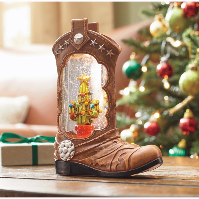 Lit Glitter Globe Cowboy Boot, , large