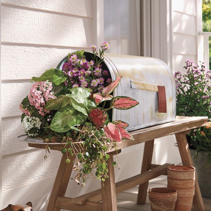 Large Mailbox Planter, Weathered White, large