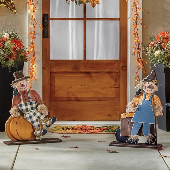 Chunky Wood Scarecrow, , large