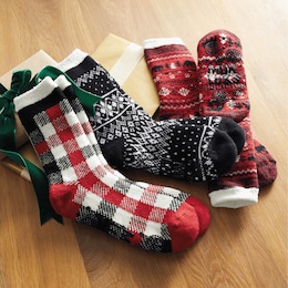 MUK LUKS 3-Pack Tall Cozy Lined Lounge Sock, , large