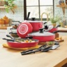 Ginny's 22-Piece Ceramic Cookware Set, Delicious Red, large