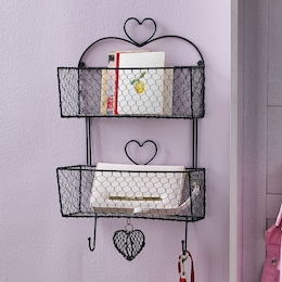 Tiered Wall Basket with Hearts, , large