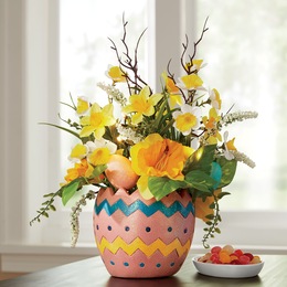 Yellow Floral Arrangement in Easter Egg, , large