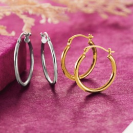 2-Pair Round Smooth Hoop Set, , large