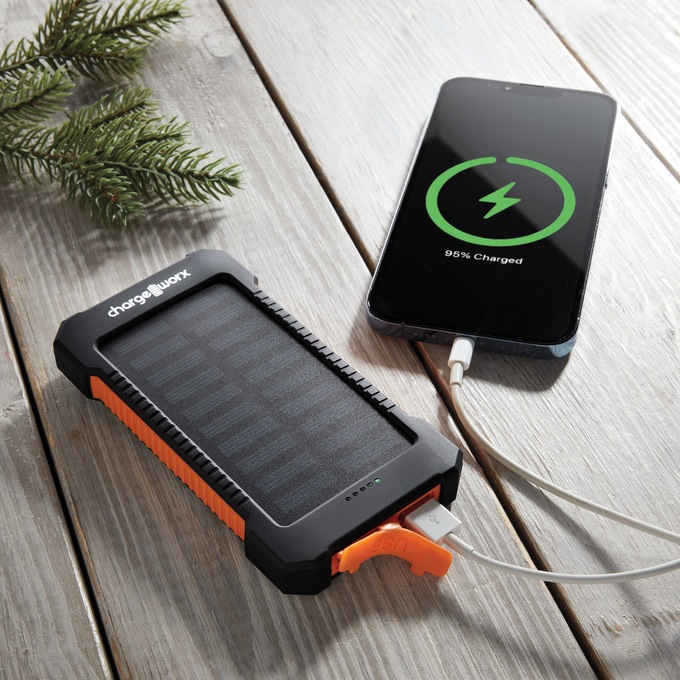 Chargeworx 10,000 mAh Solar Power Bank, , large
