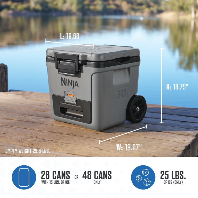 Ninja FrostVault 30-Quart Wheeled Cooler with Dry Zone, Gray, large