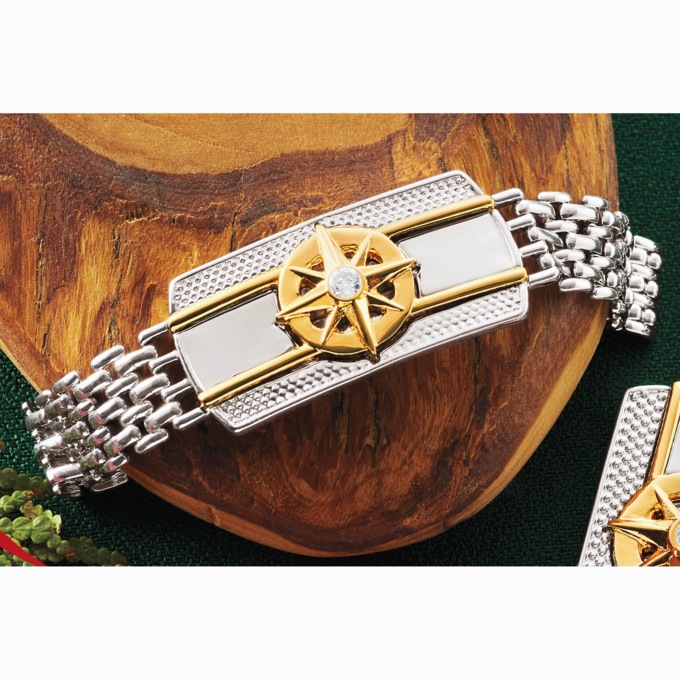 Men's Two-Tone Compass Necklace or Bracelet, , large