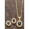 Gemstone/Diamond Shapes Necklace & Earring Set, , large