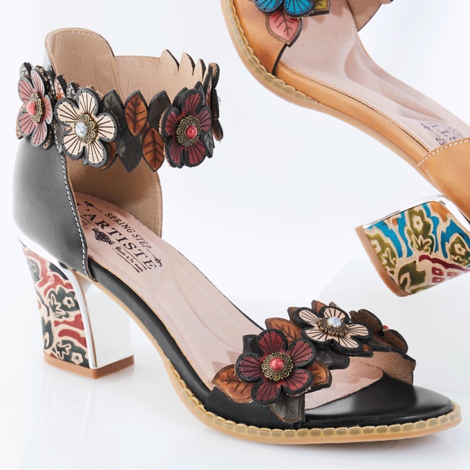 L'Artiste Leather Doublelove Sandal by Spring Step with 3-D
