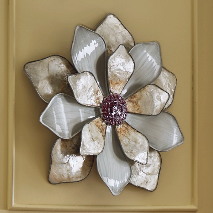 Large Capiz Wall Flower, Ivory, large