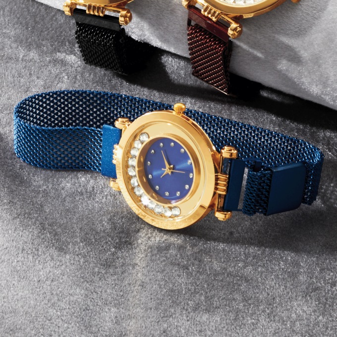 Ladies' Mesh-Strap/Crystal Color Watch, , large