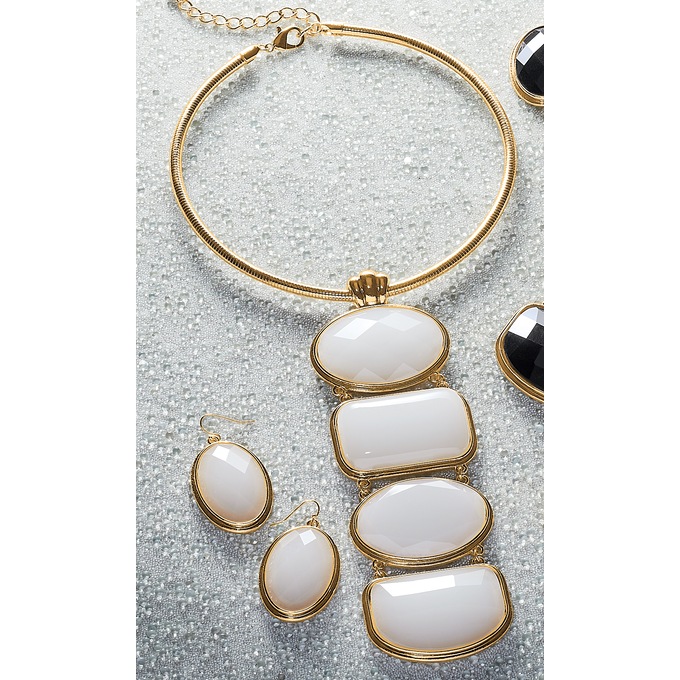 Geometric Necklace and Earring Set, , large