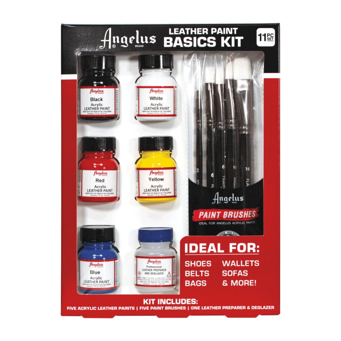 Angelus 11-Piece Acrylic Leather Paint Basics Kit, , large