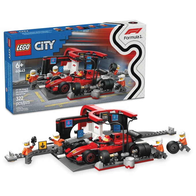 LEGO City F1 Pit Stop & Pit Crew with Ferrari Car, Red, large