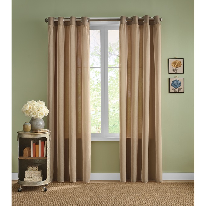 Norah Double Layer Window Panel, Taupe, large