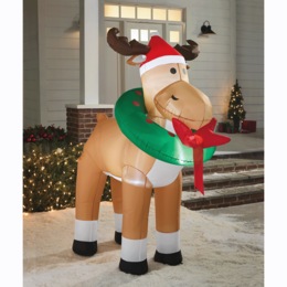 Lit Merry Christ-Moose Inflatable, , large