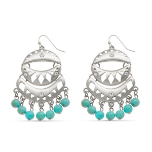 Faux Turquoise/Medallion Earrings, , large