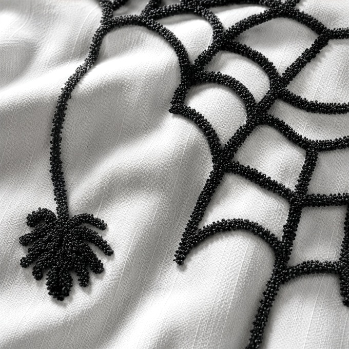 Tufted Chenille Halloween Shower Curtain, , large