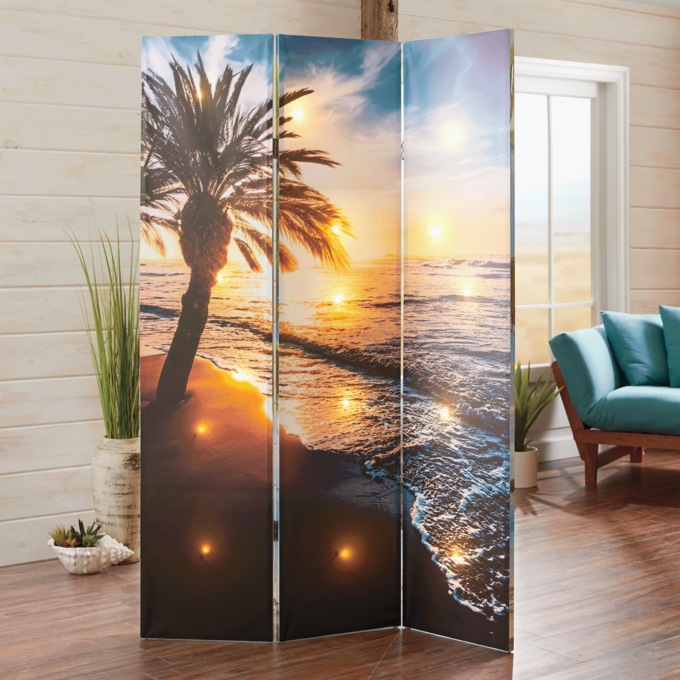 Lit Beach Horizons Room Screen, , large