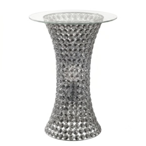 Crystal Beaded Lit Accent Table with Glass Top, , large
