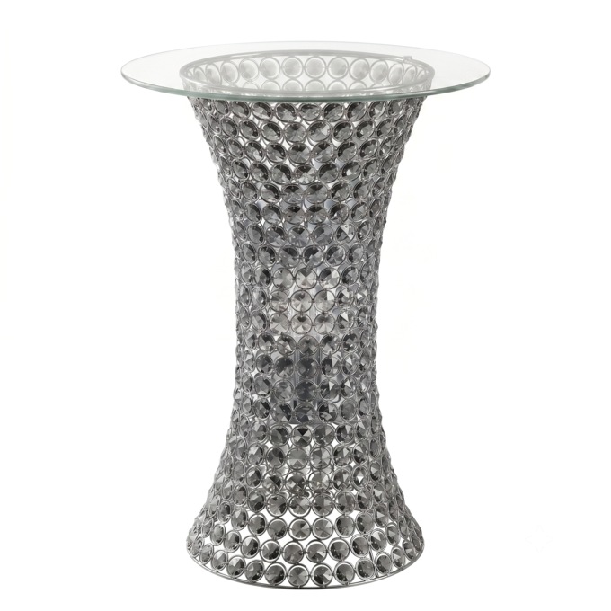 Crystal Beaded Lit Accent Table with Glass Top, , large