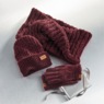 Crazy Soft Chenille Hat/Scarf/Glove Set, Wine, large