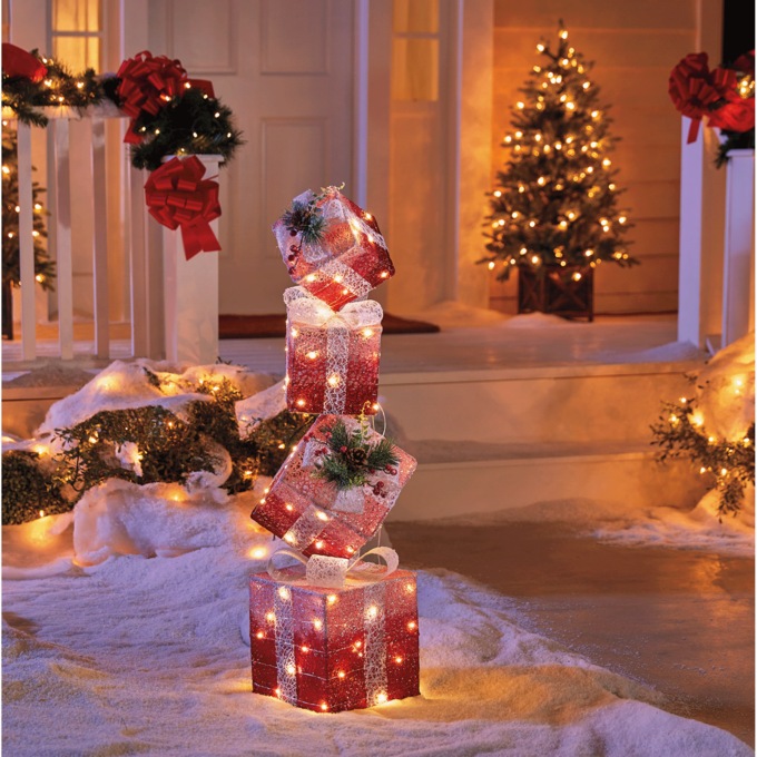 Lighted Ombré Stacked Presents, , large
